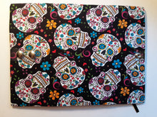 Load image into Gallery viewer, Sugar Skulls Black Book Holder/Cover